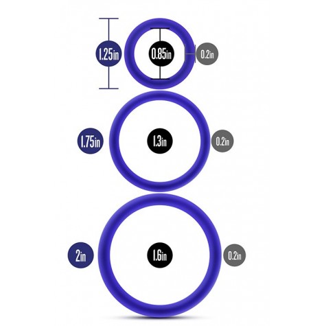 Набор из 3 синих эрекционных колец VS4 Pure Premium Silicone Cock Ring Set